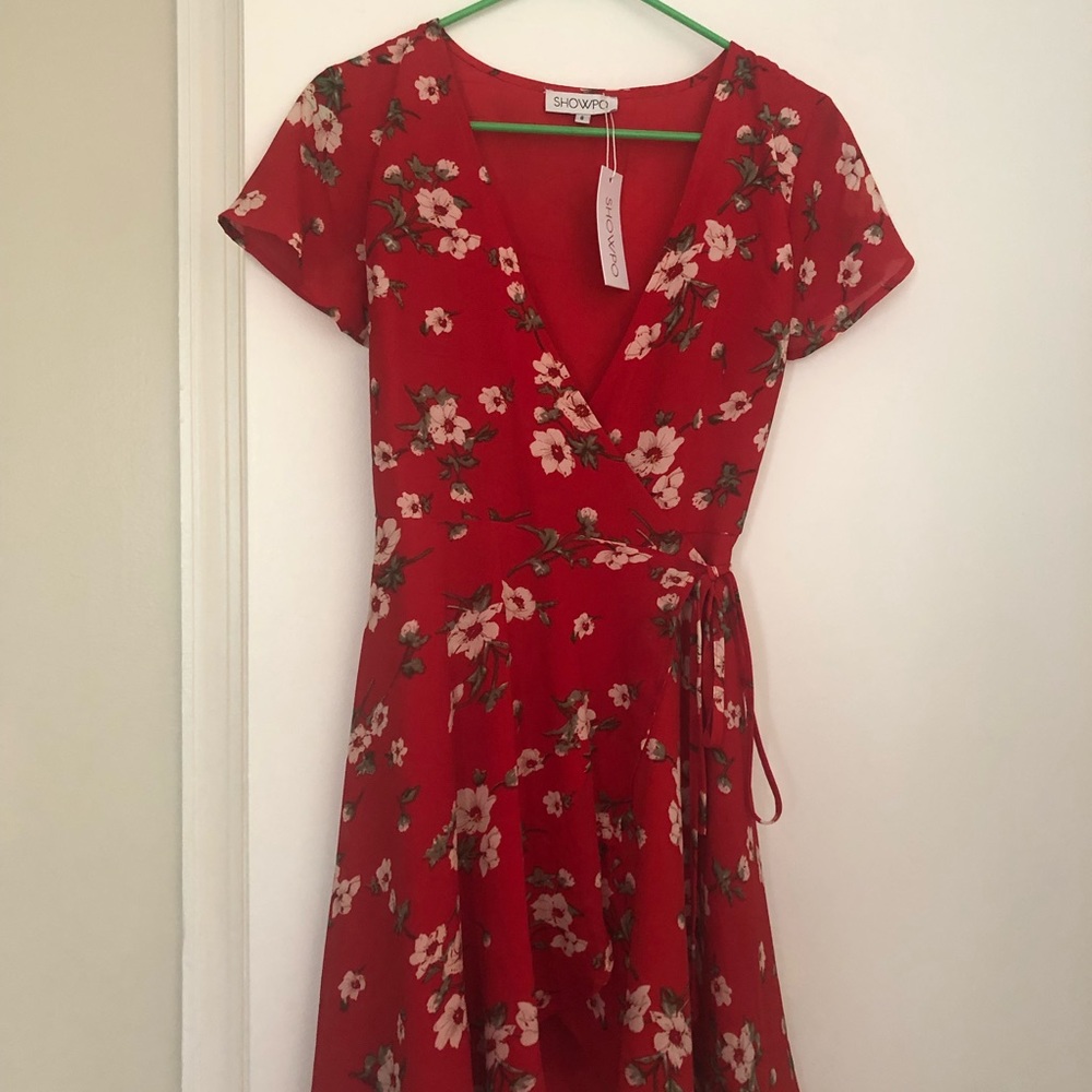 Showpo red floral dress